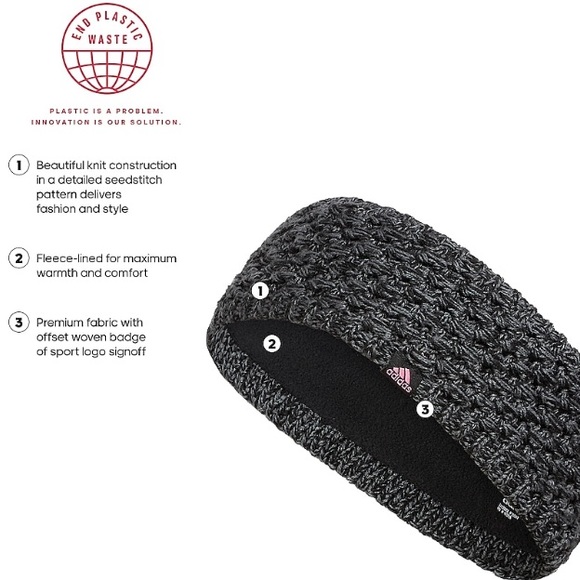 New Adidas Headband Gray & Black - Picture 2 of 4